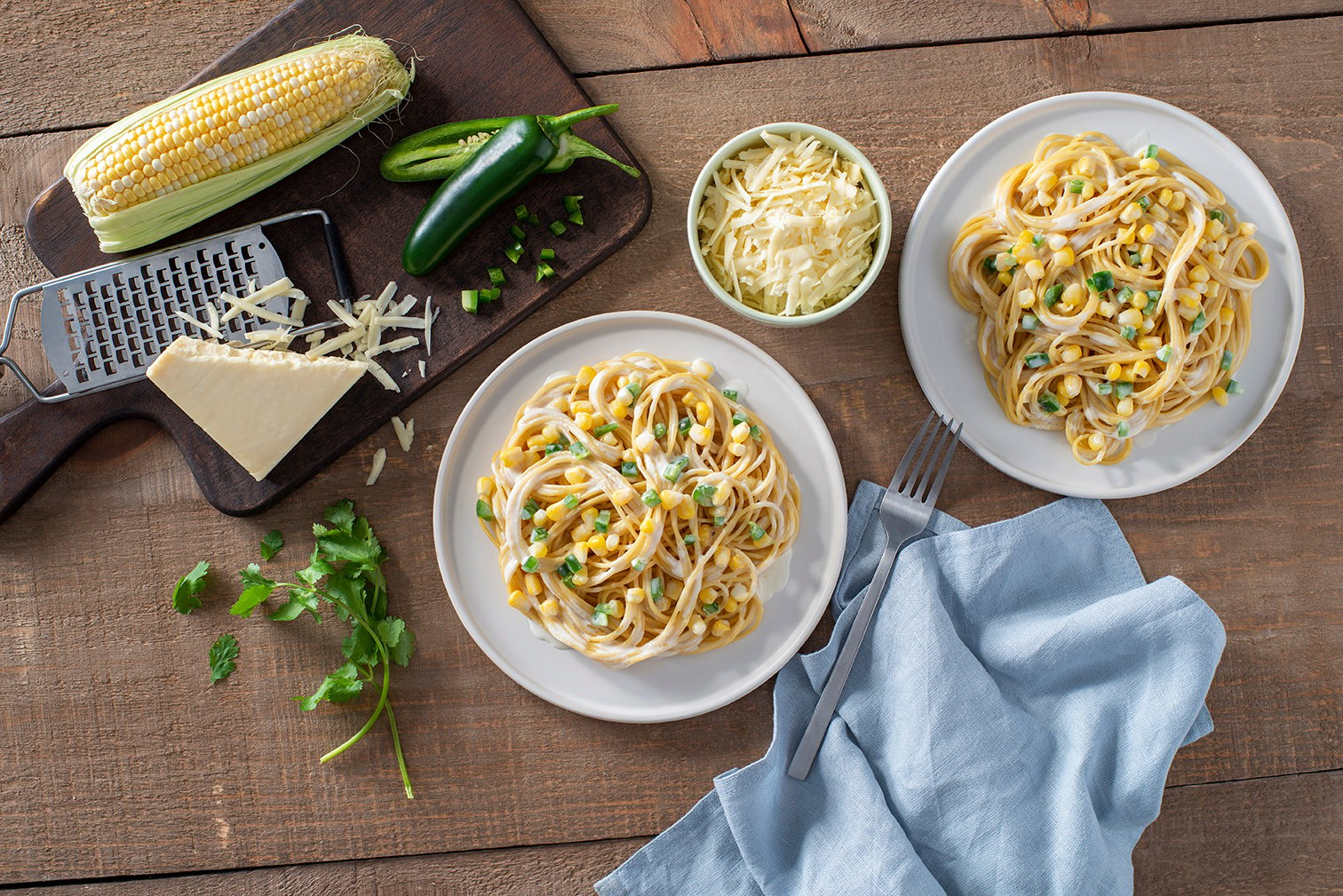 Creamy Spaghetti with Corn & Jalapeno