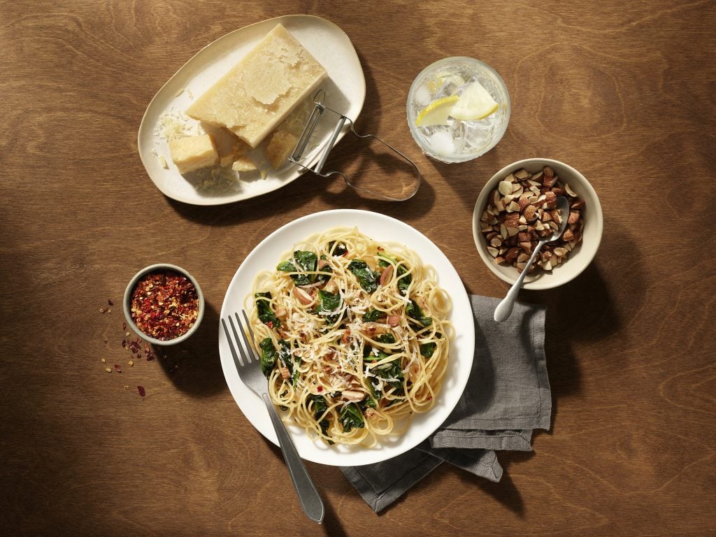 Spaghettini Garlic, Olive Oil, Spinach Recipe
