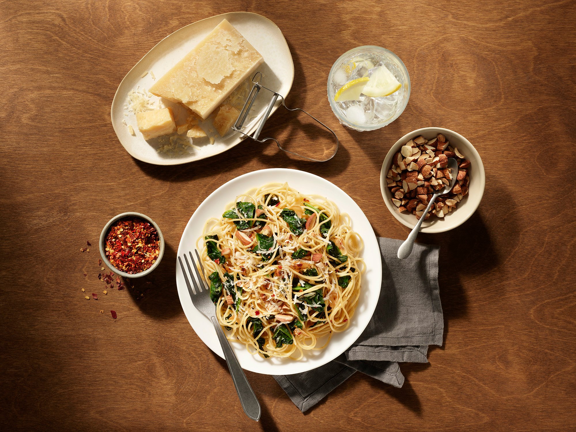 Spaghettini Garlic, Olive Oil, Spinach Recipe